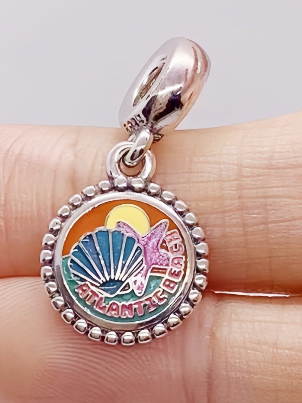 Pandora Atlantic Beach Destination Dangle Charm Shell Starfish Sunset Enamel